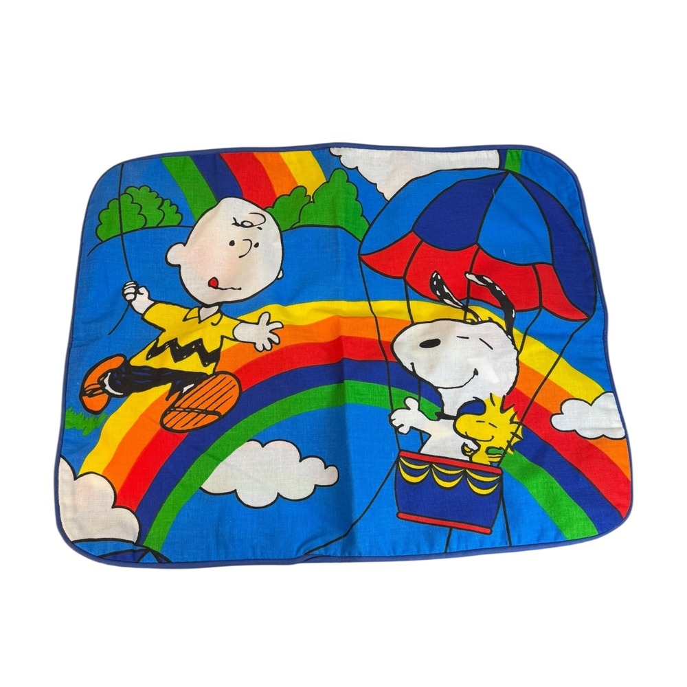 Vintage Peanuts Charlie Brown Snoopy Retro Pillow Case Rainbow Decor 23"x19"632